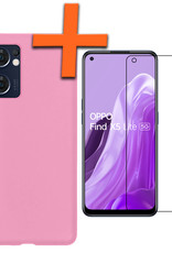 Nomfy Hoesje Geschikt voor OPPO Find X5 Lite Hoesje Siliconen Cover Case Met Screenprotector - Hoes Geschikt voor OPPO X5 Lite Hoes Back Case - Lichtroze