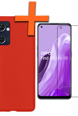 Nomfy Hoesje Geschikt voor OPPO Find X5 Lite Hoesje Siliconen Cover Case Met Screenprotector - Hoes Geschikt voor OPPO X5 Lite Hoes Back Case - Rood