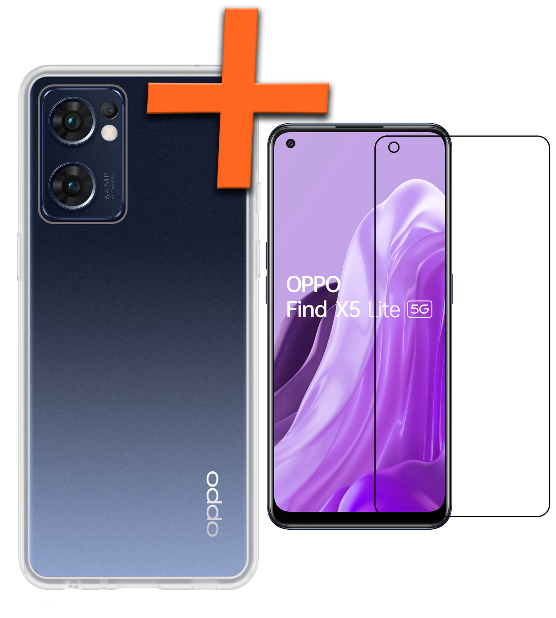 Nomfy Hoesje Geschikt voor OPPO Find X5 Lite Hoesje Siliconen Cover Case Met Screenprotector - Hoes Geschikt voor OPPO X5 Lite Hoes Back Case - Transparant
