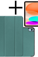 NoXx Hoesje Geschikt voor iPad 2022 Hoesje Case Hard Cover Hoes Book Case Met Screenprotector - Donkergroen