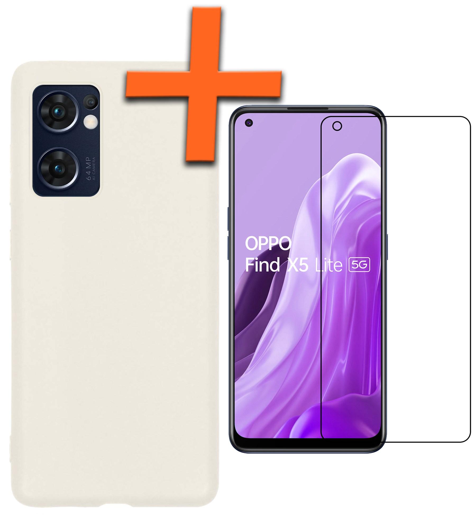 Nomfy Hoesje Geschikt voor OPPO Find X5 Lite Hoesje Siliconen Cover Case Met Screenprotector - Hoes Geschikt voor OPPO X5 Lite Hoes Back Case - Wit