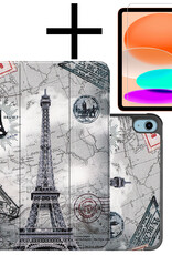 NoXx Hoesje Geschikt voor iPad 2022 Hoesje Case Hard Cover Hoes Book Case Met Screenprotector - Eiffeltoren