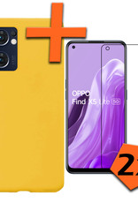 Nomfy Hoesje Geschikt voor OPPO Find X5 Lite Hoesje Siliconen Cover Case Met 2x Screenprotector - Hoes Geschikt voor OPPO X5 Lite Hoes Back Case - Geel