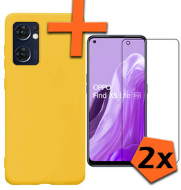 Nomfy Nomfy OPPO Find X5 Lite Hoesje Siliconen Met 2x Screenprotector - Geel