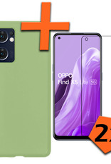 Nomfy Hoesje Geschikt voor OPPO Find X5 Lite Hoesje Siliconen Cover Case Met 2x Screenprotector - Hoes Geschikt voor OPPO X5 Lite Hoes Back Case - Groen