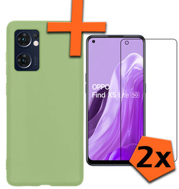 Nomfy Nomfy OPPO Find X5 Lite Hoesje Siliconen Met 2x Screenprotector - Groen