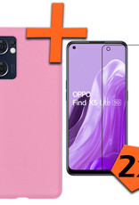 Nomfy Hoesje Geschikt voor OPPO Find X5 Lite Hoesje Siliconen Cover Case Met 2x Screenprotector - Hoes Geschikt voor OPPO X5 Lite Hoes Back Case - Lichtroze