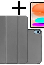 NoXx Hoesje Geschikt voor iPad 2022 Hoesje Case Hard Cover Hoes Book Case Met Screenprotector - Grijs
