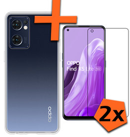Nomfy Nomfy OPPO Find X5 Lite Hoesje Siliconen Met 2x Screenprotector - Rood