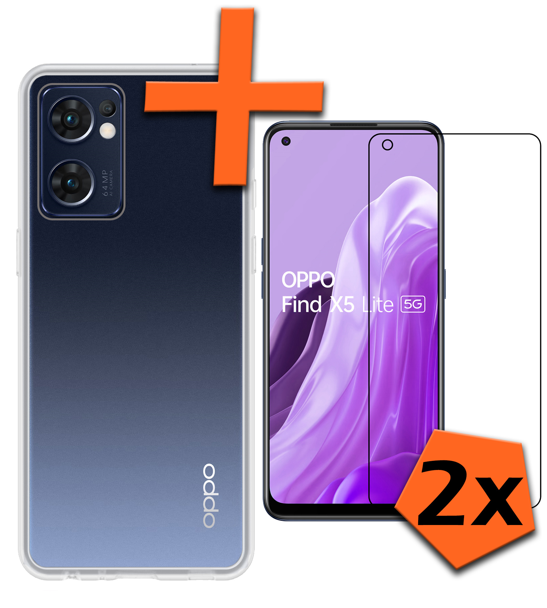Nomfy Hoesje Geschikt voor OPPO Find X5 Lite Hoesje Siliconen Cover Case Met 2x Screenprotector - Hoes Geschikt voor OPPO X5 Lite Hoes Back Case - Rood