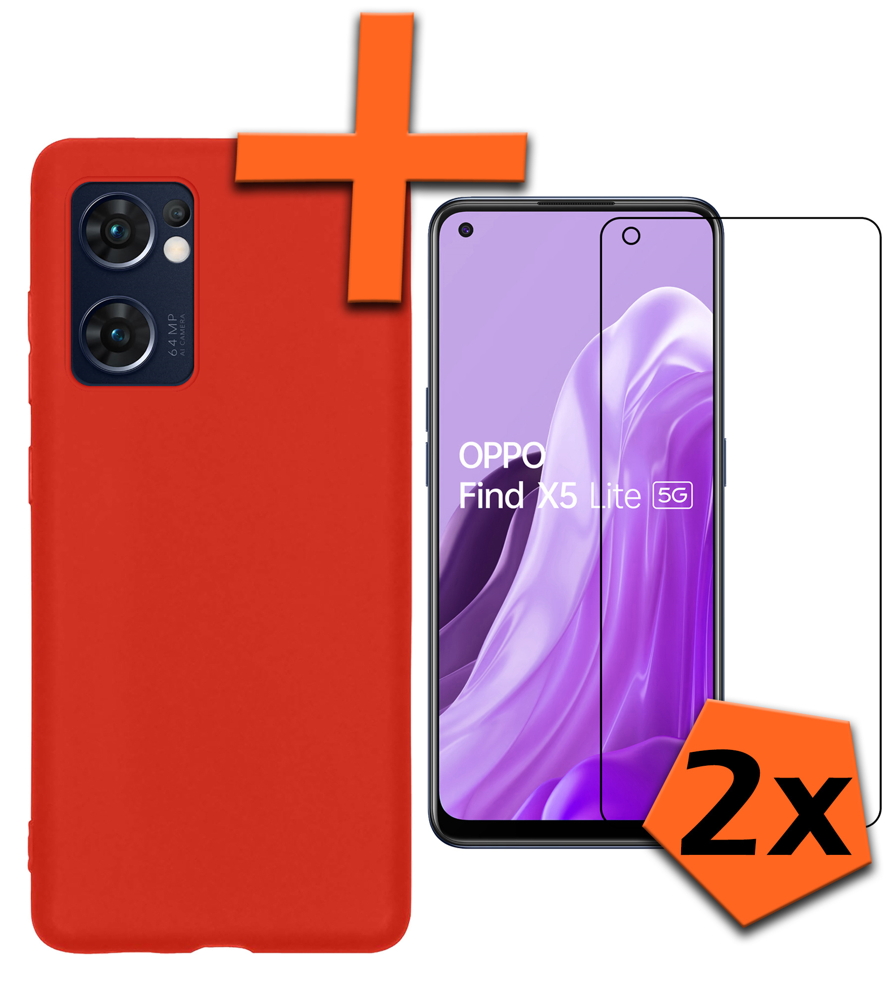 Nomfy Hoesje Geschikt voor OPPO Find X5 Lite Hoesje Siliconen Cover Case Met 2x Screenprotector - Hoes Geschikt voor OPPO X5 Lite Hoes Back Case - Transparant
