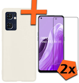 Nomfy Nomfy OPPO Find X5 Lite Hoesje Siliconen Met 2x Screenprotector - Wit