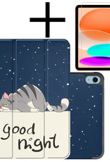 NoXx Hoesje Geschikt voor iPad 2022 Hoesje Case Hard Cover Hoes Book Case Met Screenprotector - Kat