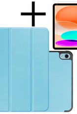iPad 10 2022 Hoesje Hardcover Hoes Book Case Met Screenprotector - Licht Blauw