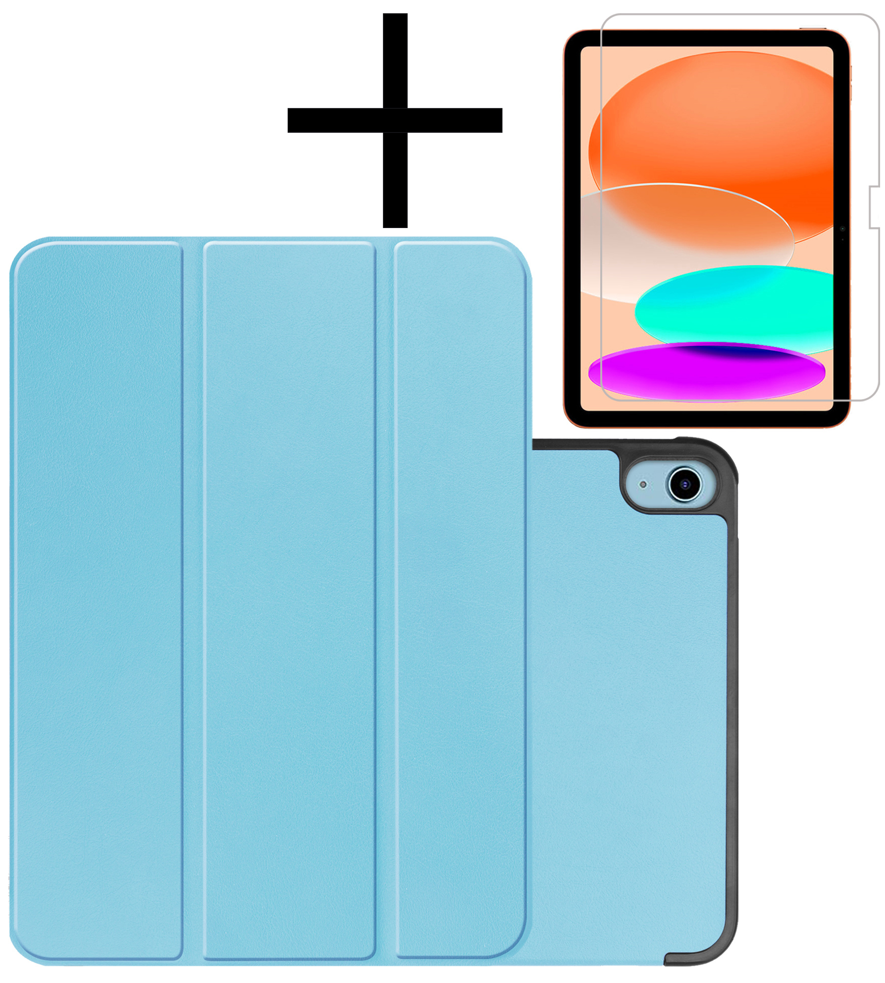 NoXx Hoesje Geschikt voor iPad 2022 Hoesje Case Hard Cover Hoes Book Case Met Screenprotector - Lichtblauw