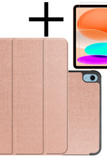 NoXx Hoesje Geschikt voor iPad 2022 Hoesje Case Hard Cover Hoes Book Case Met Screenprotector - Rosé goud