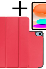iPad 10 2022 Hoesje Hardcover Hoes Book Case Met Screenprotector - Rood