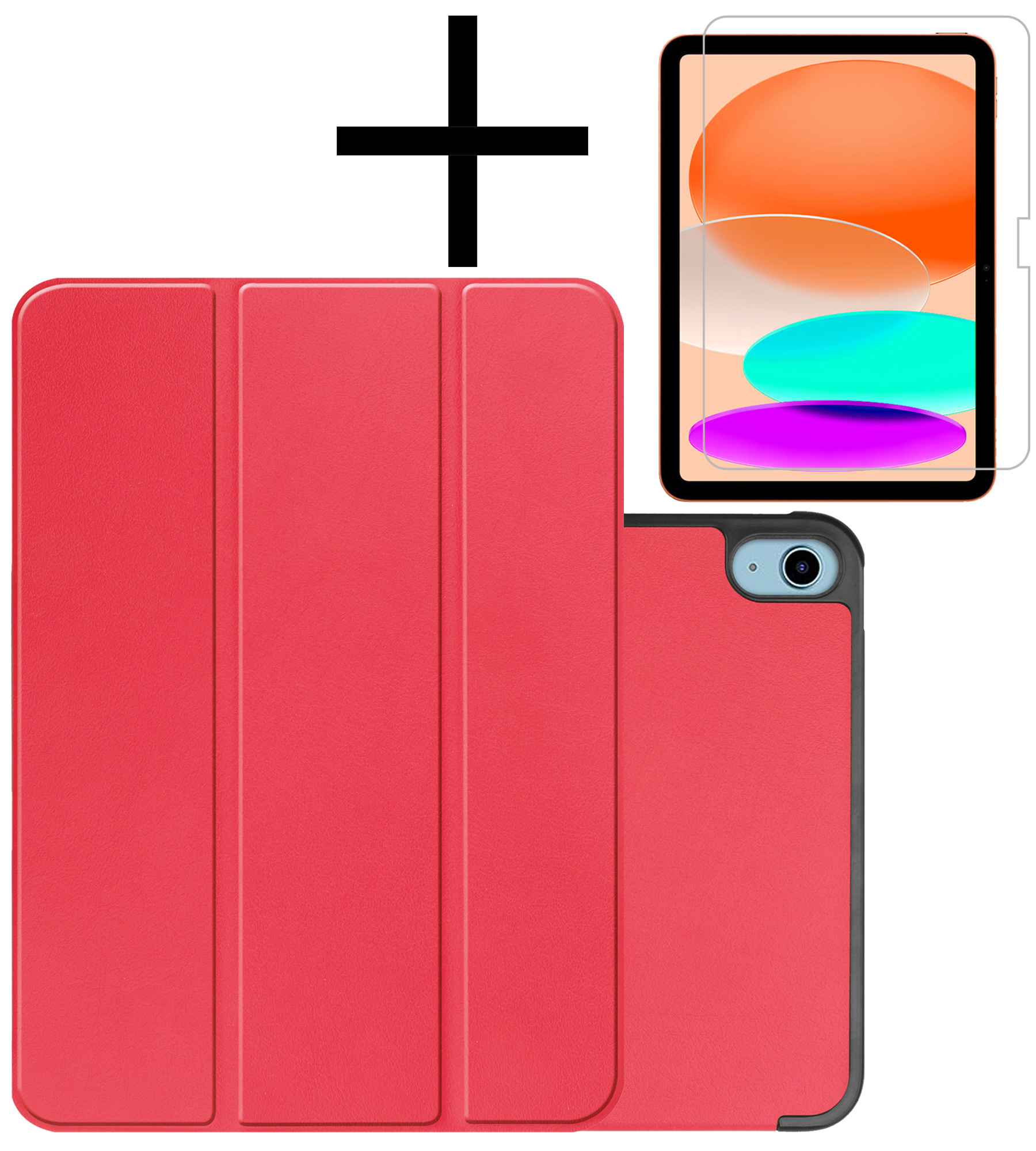 NoXx Hoesje Geschikt voor iPad 2022 Hoesje Case Hard Cover Hoes Book Case Met Screenprotector - Rood