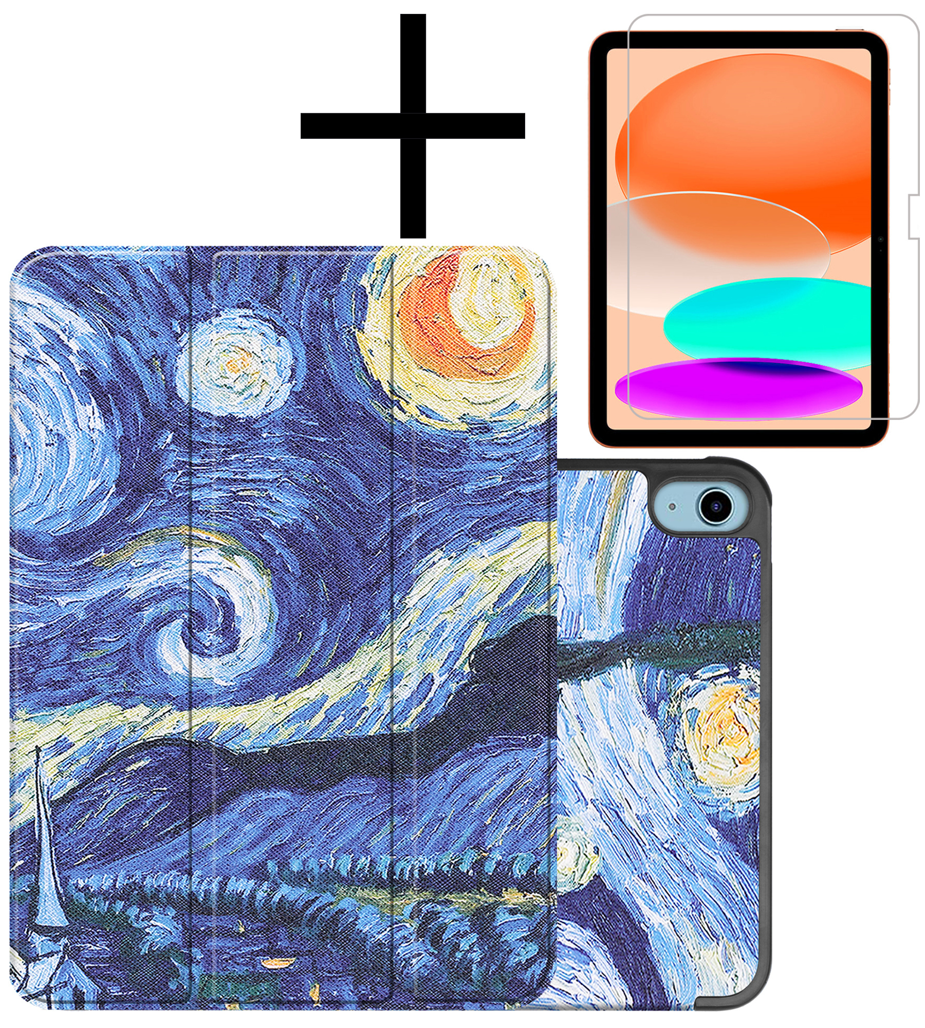 NoXx Hoesje Geschikt voor iPad 2022 Hoesje Case Hard Cover Hoes Book Case Met Screenprotector - Sterrenhemel