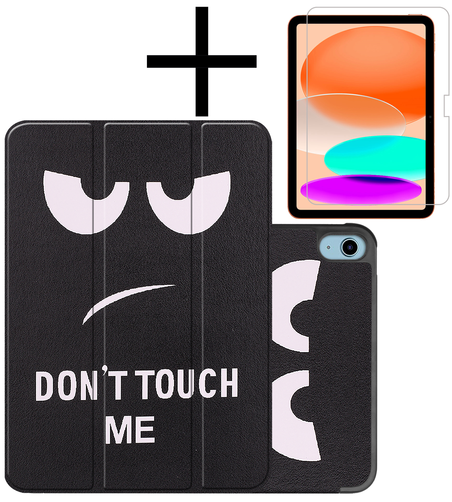 iPad 10 2022 Hoesje Hardcover Hoes Book Case Met Screenprotector - Don't Touch Me
