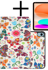 NoXx Hoesje Geschikt voor iPad 2022 Hoesje Case Hard Cover Hoes Book Case Met Screenprotector - Vlinders