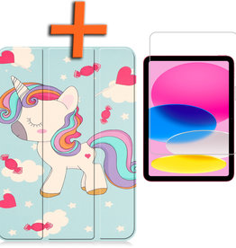 Nomfy iPad 10 2022 Hoesje Met Screenprotector - Eenhoorn