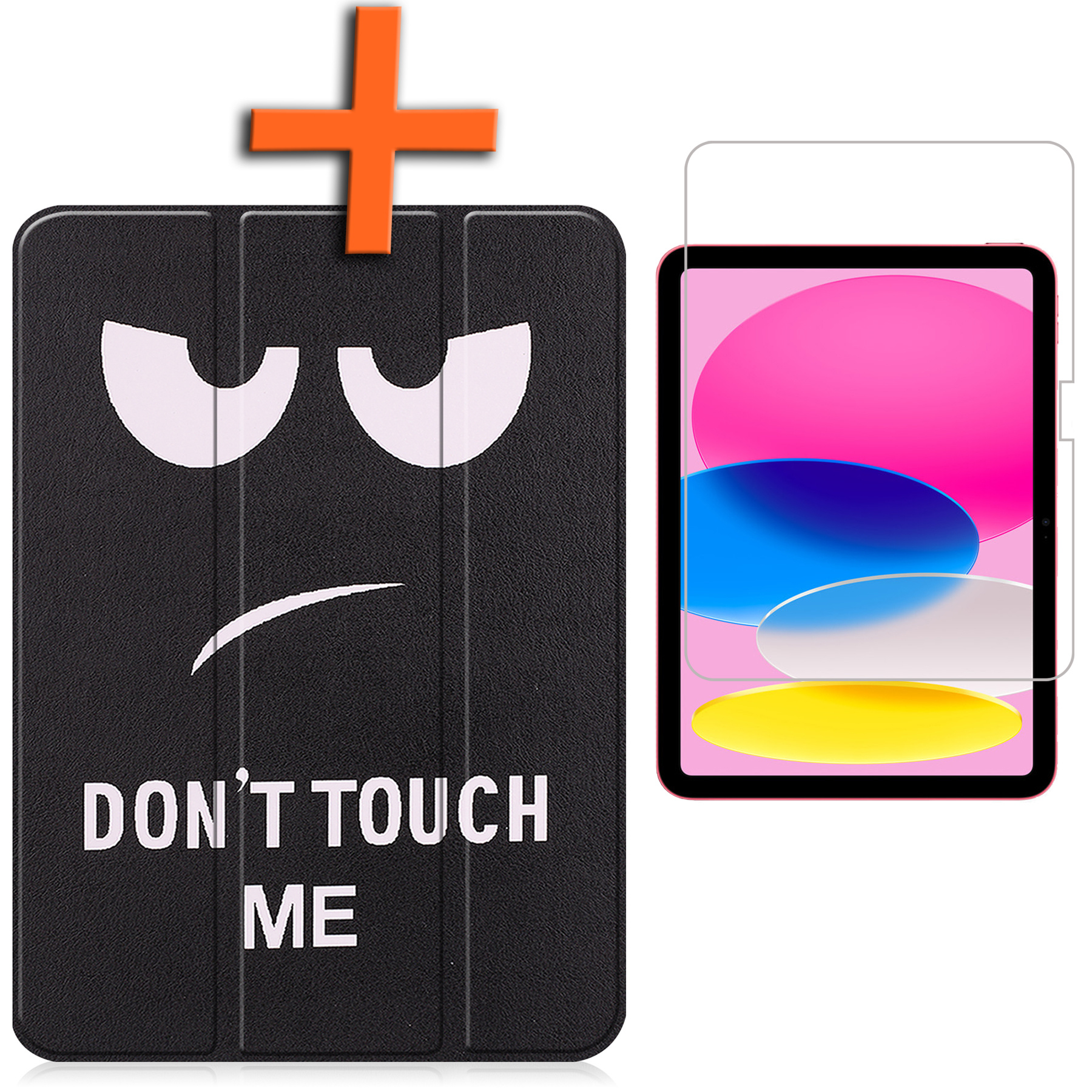 Nomfy Hoes Geschikt voor iPad 2022 Hoes Tri-fold Tablet Hoesje Case Met Screenprotector - Hoesje Geschikt voor iPad 10 Hoesje Hardcover Bookcase - Don't Touch Me