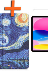 iPad 10 Hoesje Book Case Hard Cover Hoes Met Screenprotector - iPad 10 2022 Hoes Hardcase - Sterrenhemel