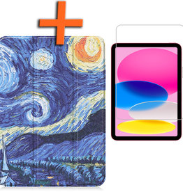 Nomfy Nomfy iPad 10 2022 Hoesje Met Screenprotector - Sterrenhemel