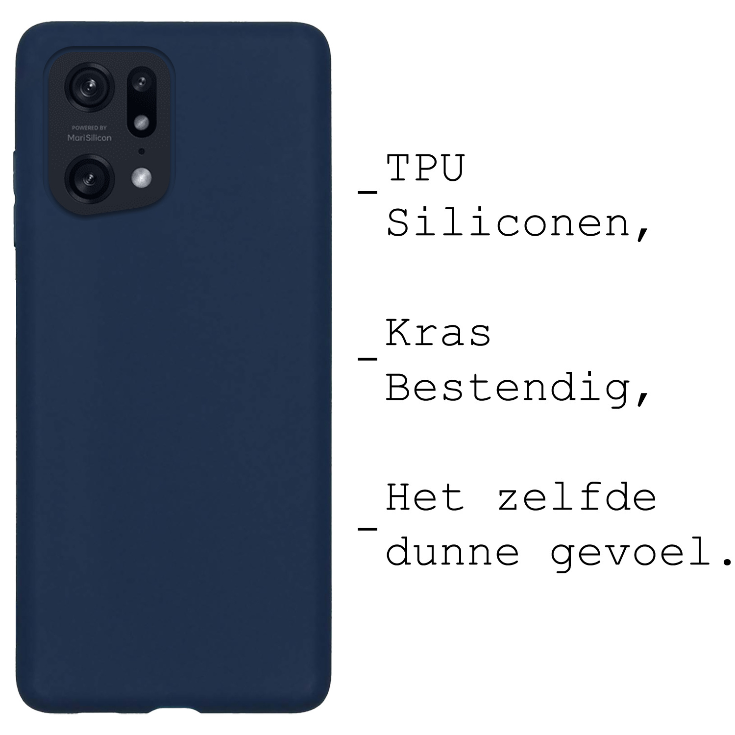 BASEY. Hoes Geschikt voor OPPO Find X5 Pro Hoesje Siliconen Back Cover Case Met Screenprotector - Hoesje Geschikt voor OPPO X5 Pro Hoes Cover Hoesje - Donkerblauw