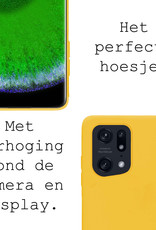 BASEY. Hoes Geschikt voor OPPO Find X5 Pro Hoesje Siliconen Back Cover Case Met Screenprotector - Hoesje Geschikt voor OPPO X5 Pro Hoes Cover Hoesje - Geel