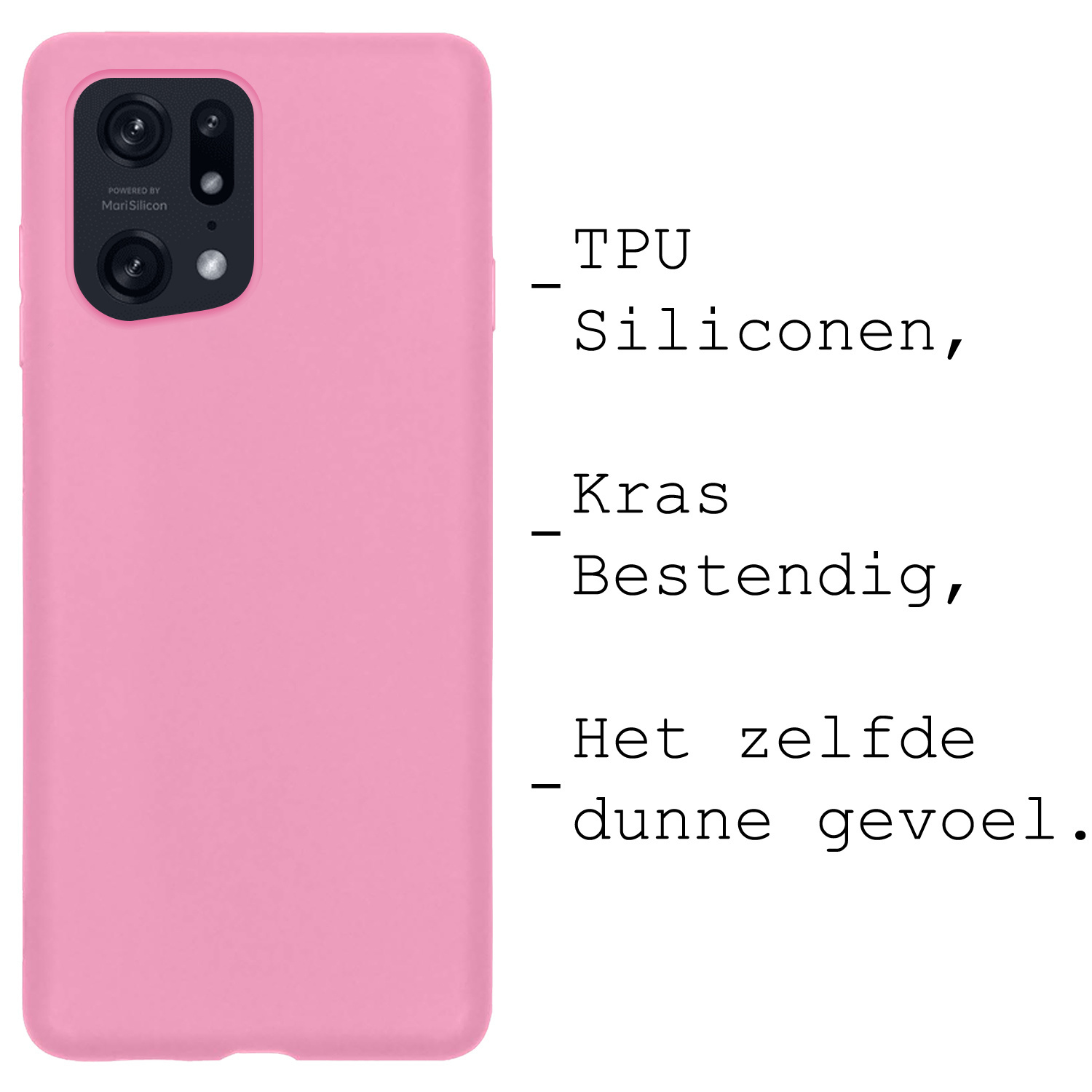 BASEY. Hoes Geschikt voor OPPO Find X5 Pro Hoesje Siliconen Back Cover Case Met Screenprotector - Hoesje Geschikt voor OPPO X5 Pro Hoes Cover Hoesje - Lichtroze