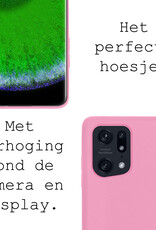 BASEY. Hoes Geschikt voor OPPO Find X5 Pro Hoesje Siliconen Back Cover Case Met Screenprotector - Hoesje Geschikt voor OPPO X5 Pro Hoes Cover Hoesje - Lichtroze
