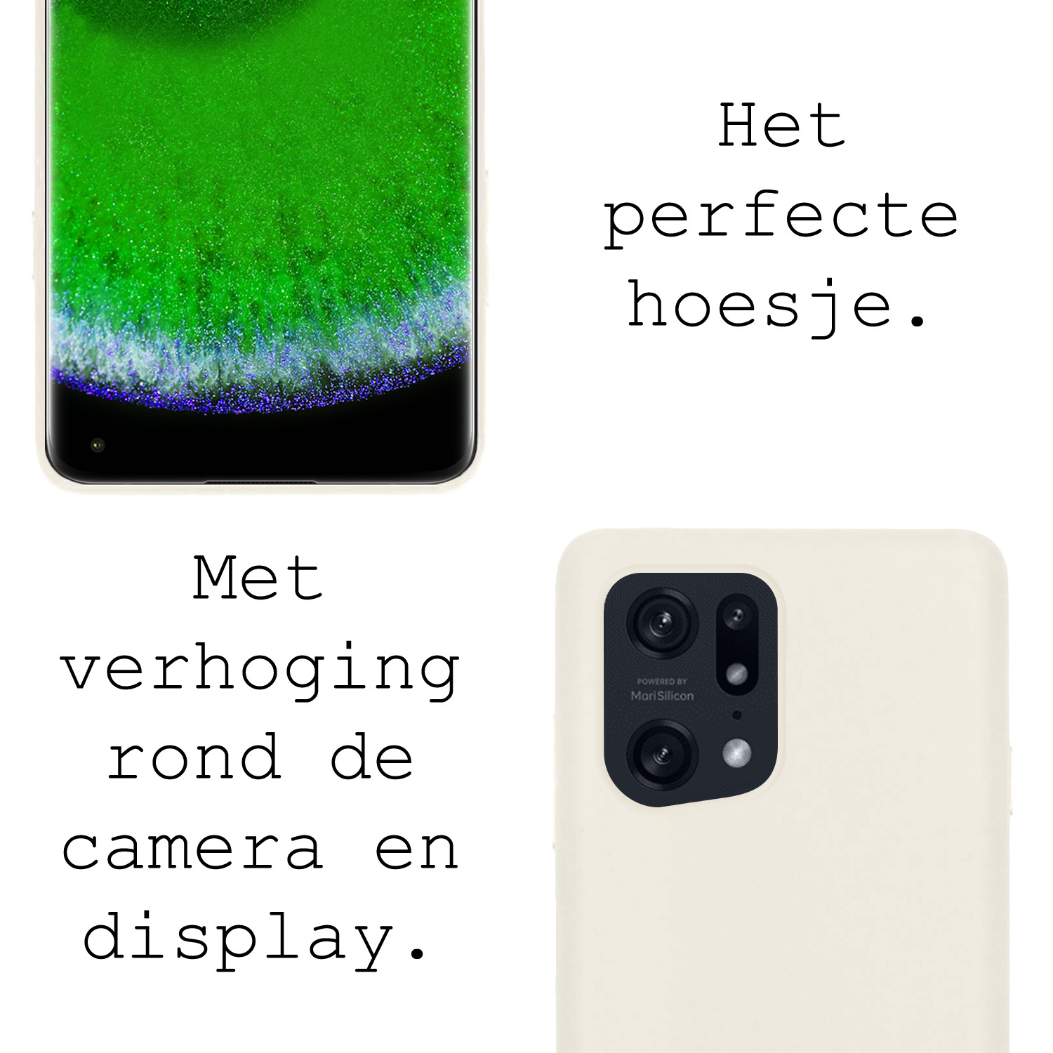 BASEY. Hoes Geschikt voor OPPO Find X5 Pro Hoesje Siliconen Back Cover Case Met Screenprotector - Hoesje Geschikt voor OPPO X5 Pro Hoes Cover Hoesje - Wit