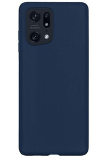 BASEY. Hoes Geschikt voor OPPO Find X5 Pro Hoesje Siliconen Back Cover Case Met 2x Screenprotector - Hoesje Geschikt voor OPPO X5 Pro Hoes Cover Hoesje - Donkerblauw