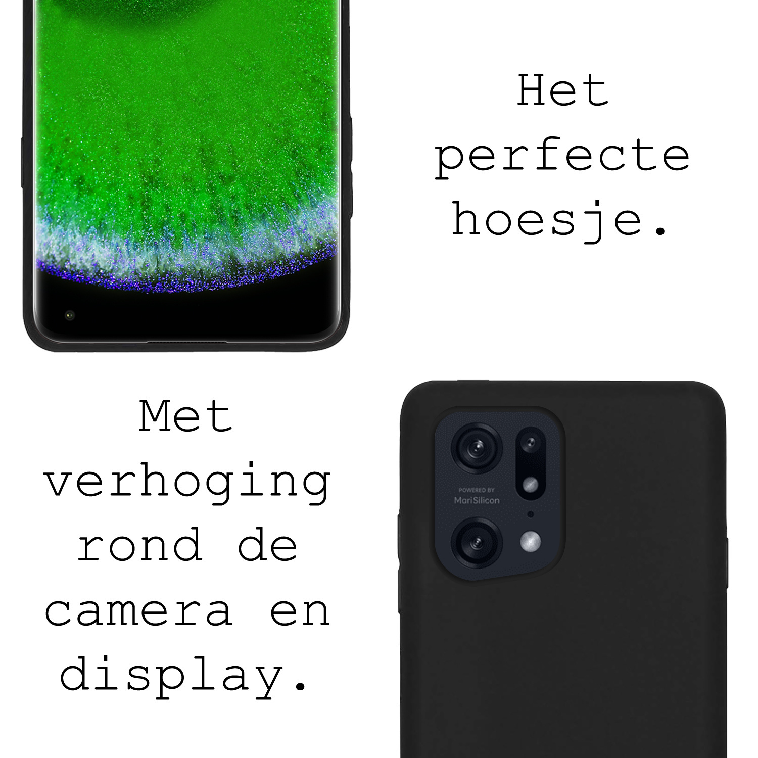 BASEY. Hoes Geschikt voor OPPO Find X5 Pro Hoesje Siliconen Back Cover Case Met 2x Screenprotector - Hoesje Geschikt voor OPPO X5 Pro Hoes Cover Hoesje - Zwart