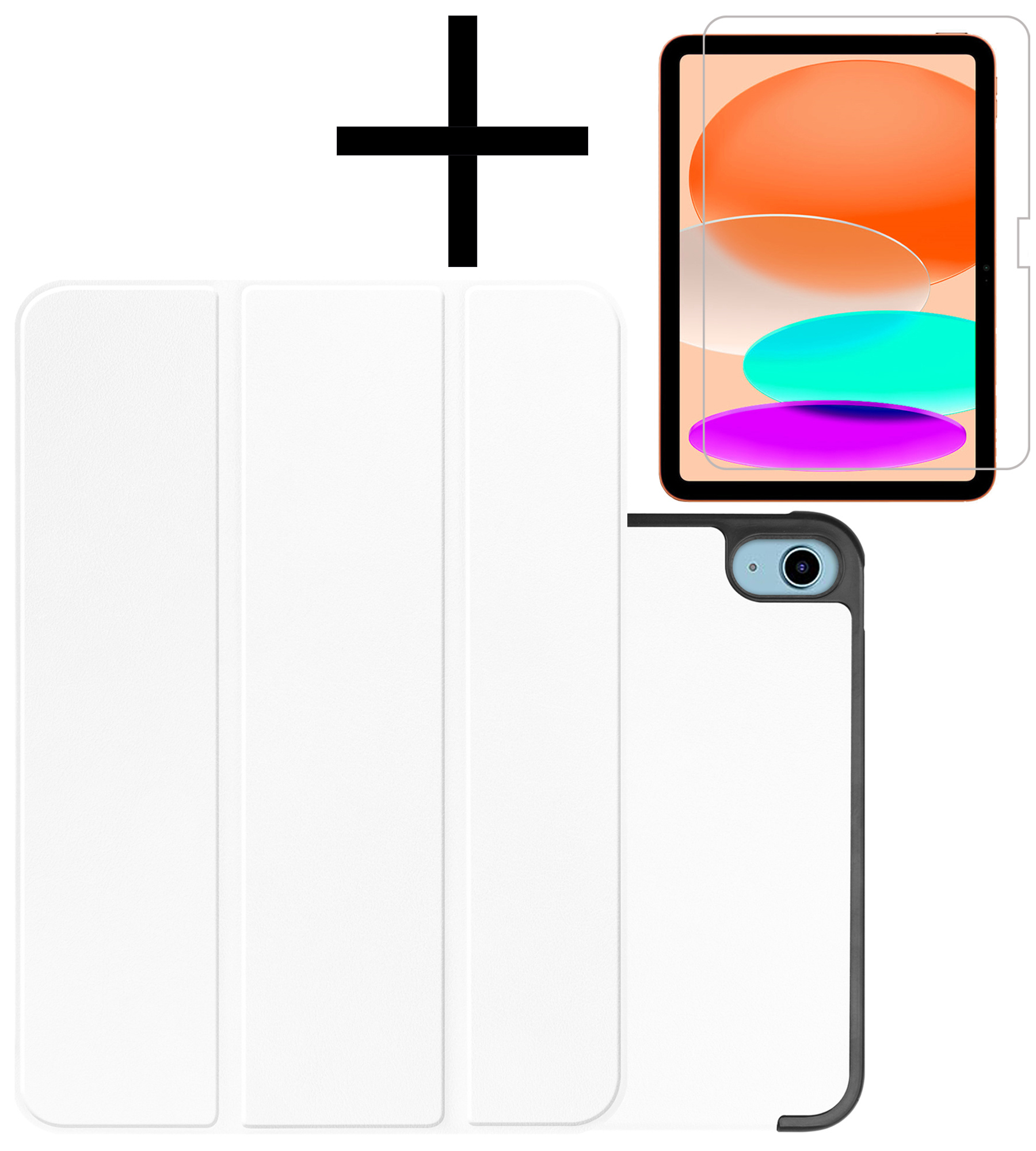 NoXx Hoesje Geschikt voor iPad 2022 Hoesje Case Hard Cover Hoes Book Case Met Screenprotector - Wit