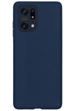 NoXx OPPO Find X5 Pro Hoesje Back Cover Siliconen Case Hoes Met 2x Screenprotector - Donker Blauw