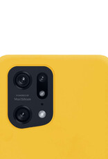 NoXx Hoes Geschikt voor OPPO Find X5 Pro Hoesje Cover Siliconen Back Case Hoes Met 2x Screenprotector - Geel