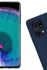 Nomfy Hoesje Geschikt voor OPPO Find X5 Pro Hoesje Siliconen Cover Case Met Screenprotector - Hoes Geschikt voor OPPO X5 Pro Hoes Back Case - Donkerblauw