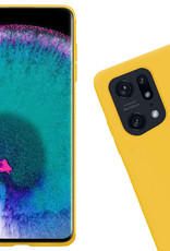 Nomfy Hoesje Geschikt voor OPPO Find X5 Pro Hoesje Siliconen Cover Case Met Screenprotector - Hoes Geschikt voor OPPO X5 Pro Hoes Back Case - Geel