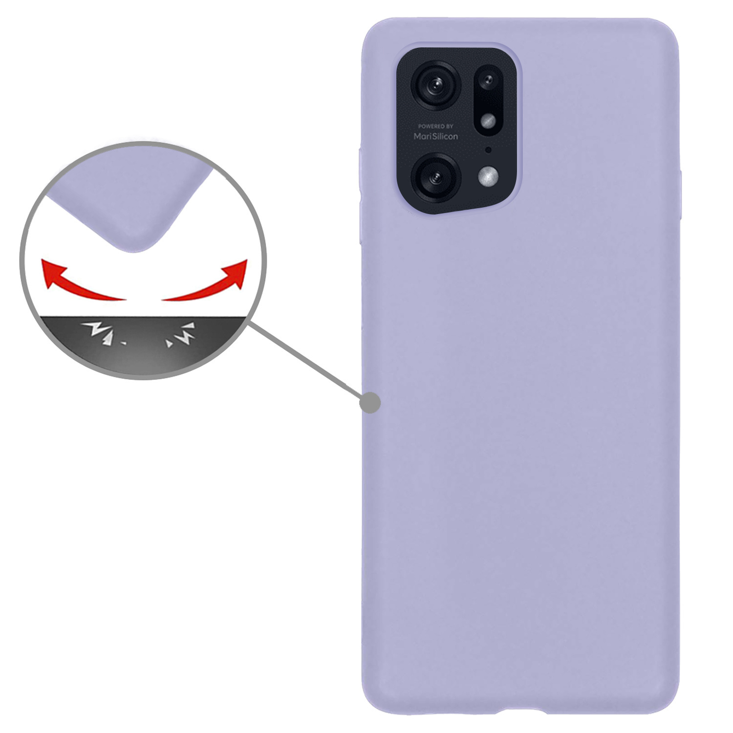 Nomfy OPPO Find X5 Pro Hoesje Siliconen Case Back Cover Met Screenprotector - OPPO Find X5 Pro Hoes Cover Silicone - Lila