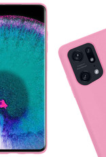Nomfy OPPO Find X5 Pro Hoesje Siliconen Case Back Cover Met Screenprotector - OPPO Find X5 Pro Hoes Cover Silicone - Licht Roze