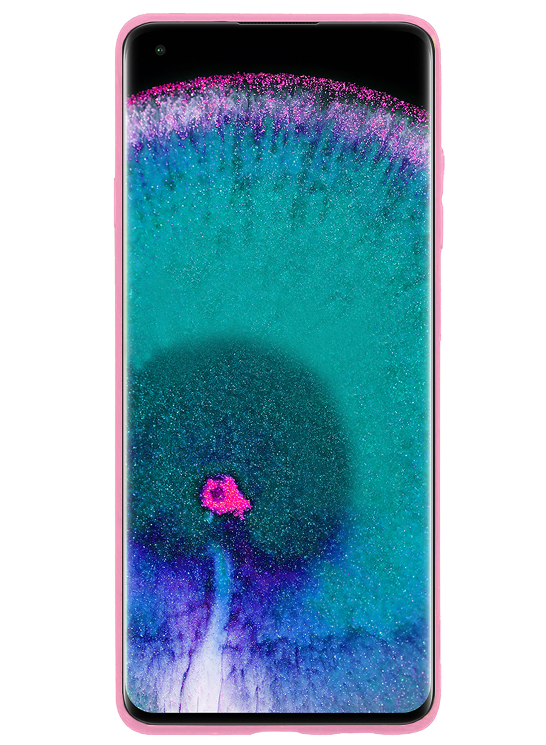 Nomfy Hoesje Geschikt voor OPPO Find X5 Pro Hoesje Siliconen Cover Case Met Screenprotector - Hoes Geschikt voor OPPO X5 Pro Hoes Back Case - Lichtroze