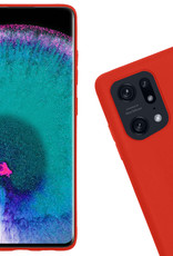Nomfy OPPO Find X5 Pro Hoesje Siliconen Case Back Cover Met Screenprotector - OPPO Find X5 Pro Hoes Cover Silicone - Rood