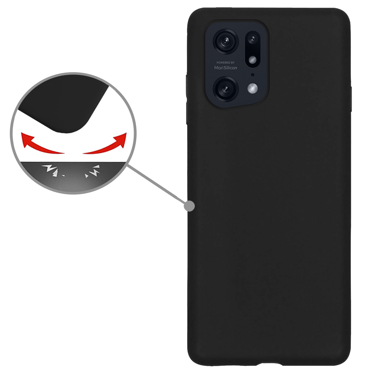 Nomfy Hoesje Geschikt voor OPPO Find X5 Pro Hoesje Siliconen Cover Case Met Screenprotector - Hoes Geschikt voor OPPO X5 Pro Hoes Back Case - Zwart