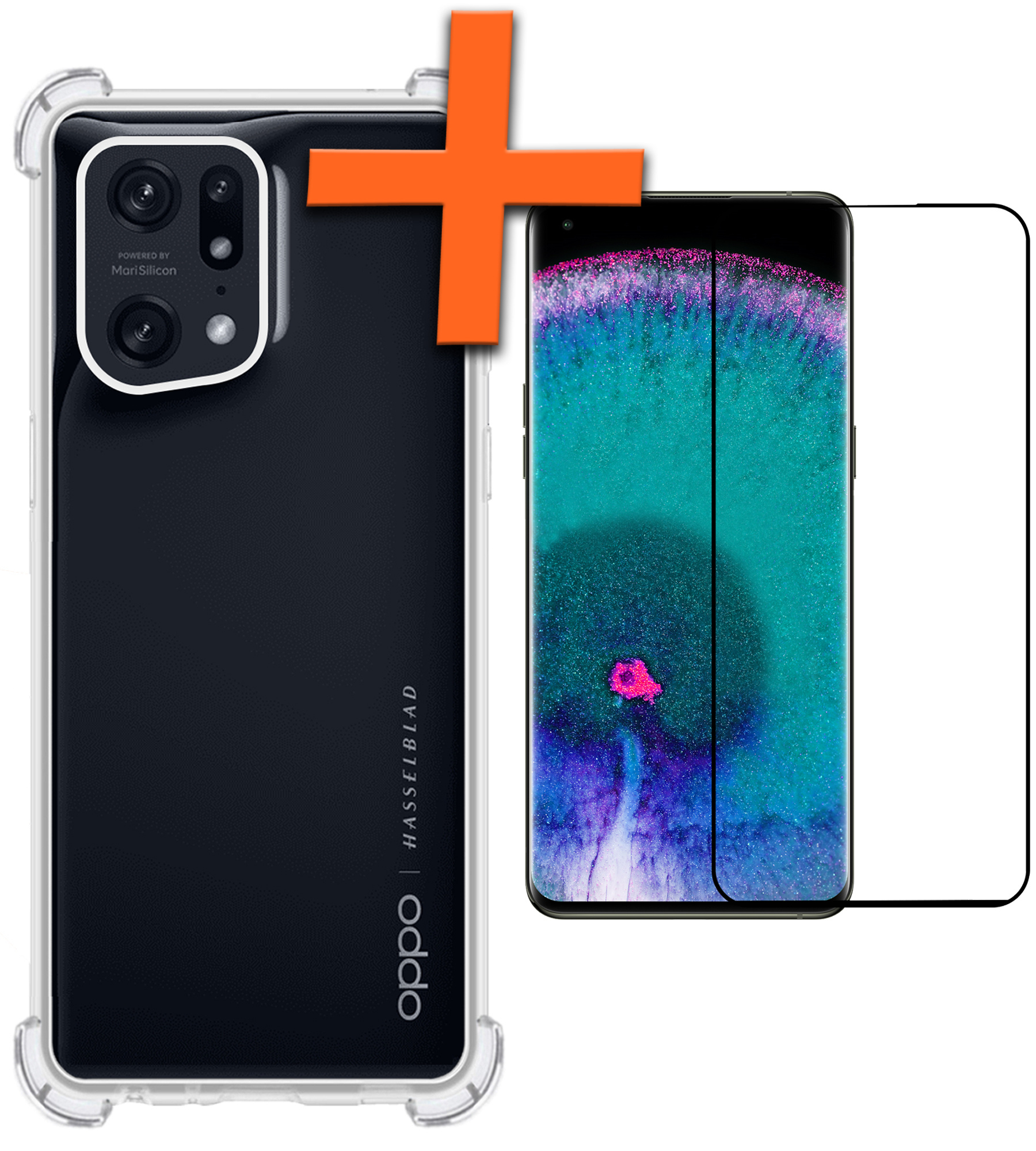 Nomfy Hoesje Geschikt voor OPPO Find X5 Pro Hoesje Shock Proof Cover Case Shockproof Met Screenprotector - Hoes Geschikt voor OPPO X5 Pro Hoes Siliconen Back Case - Transparant
