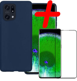 BASEY. BASEY. OPPO Find X5 Pro Hoesje Siliconen Met Screenprotector - Donkerblauw