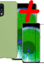 BASEY. Hoes Geschikt voor OPPO Find X5 Pro Hoesje Siliconen Back Cover Case Met Screenprotector - Hoesje Geschikt voor OPPO X5 Pro Hoes Cover Hoesje - Groen