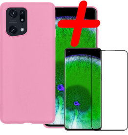 BASEY. BASEY. OPPO Find X5 Pro Hoesje Siliconen Met Screenprotector - Lichtroze